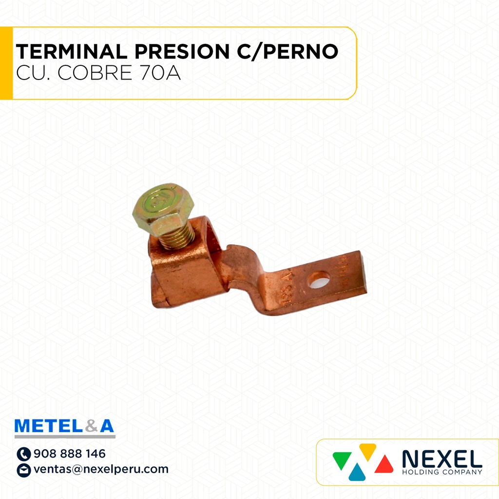 TERMINAL A PRESION CON PERNO CU. COBRE 70A METELSA