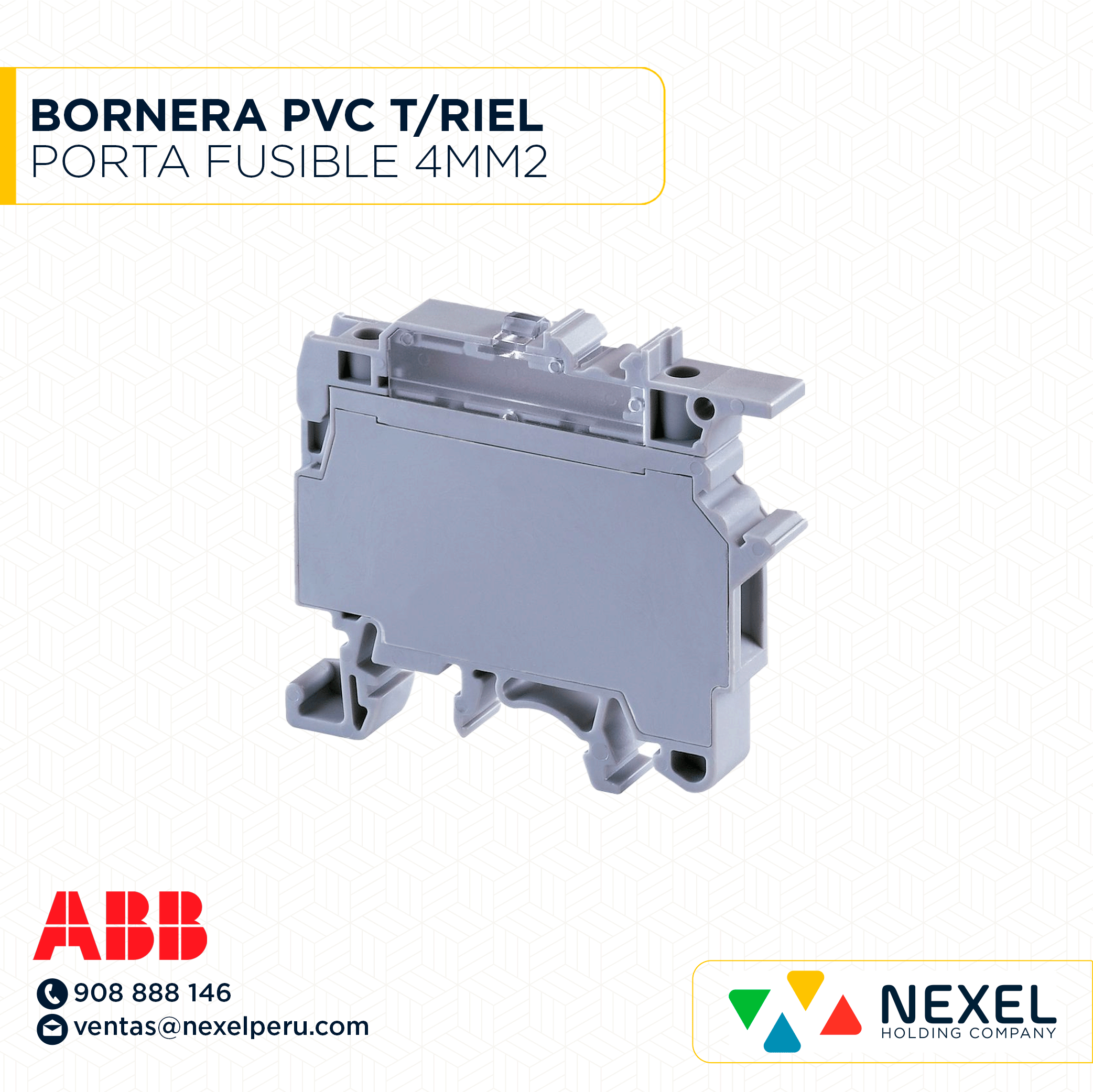 BORNERA PVC T/RIEL PORTA FUSIBLE 4MM2 BLANCO ABB