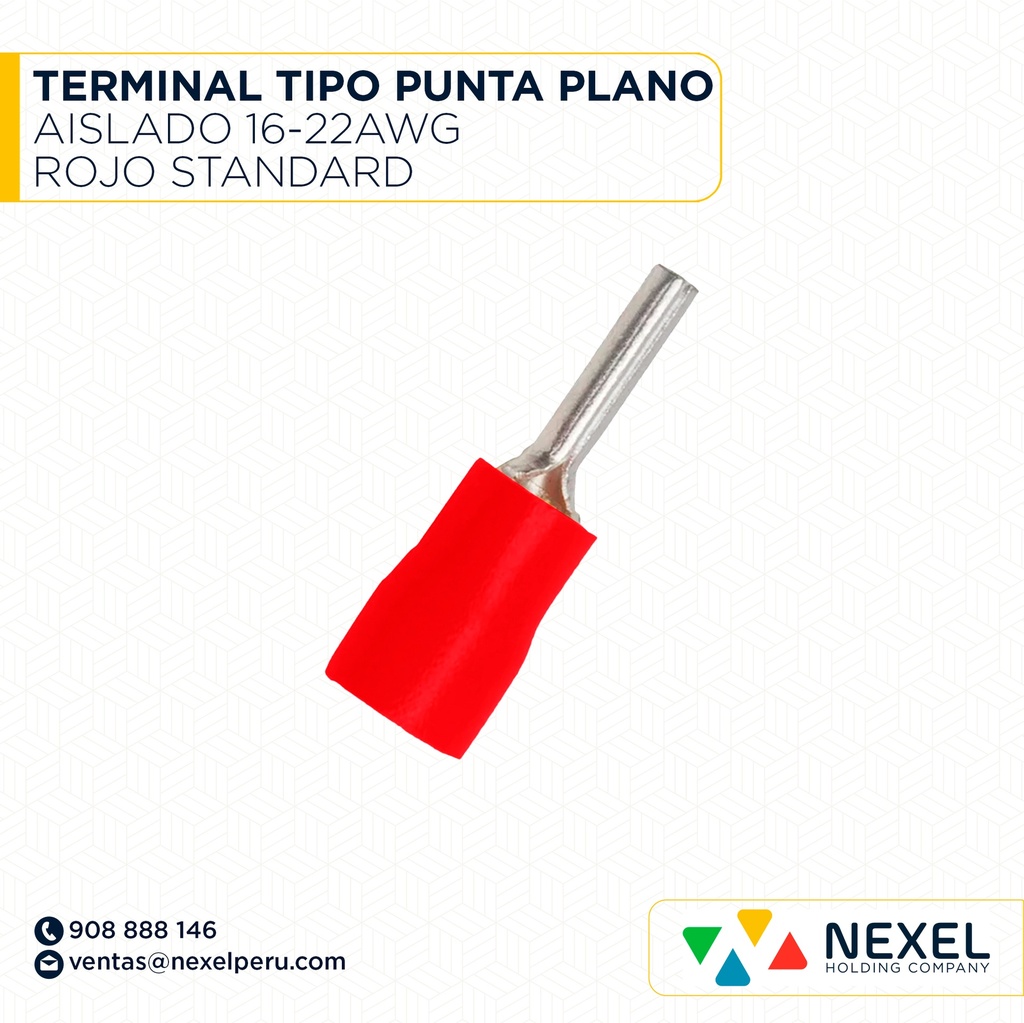 TERMINAL TIPO PUNTA PLANO AISLADO 16-22AWG ROJO STANDARD
