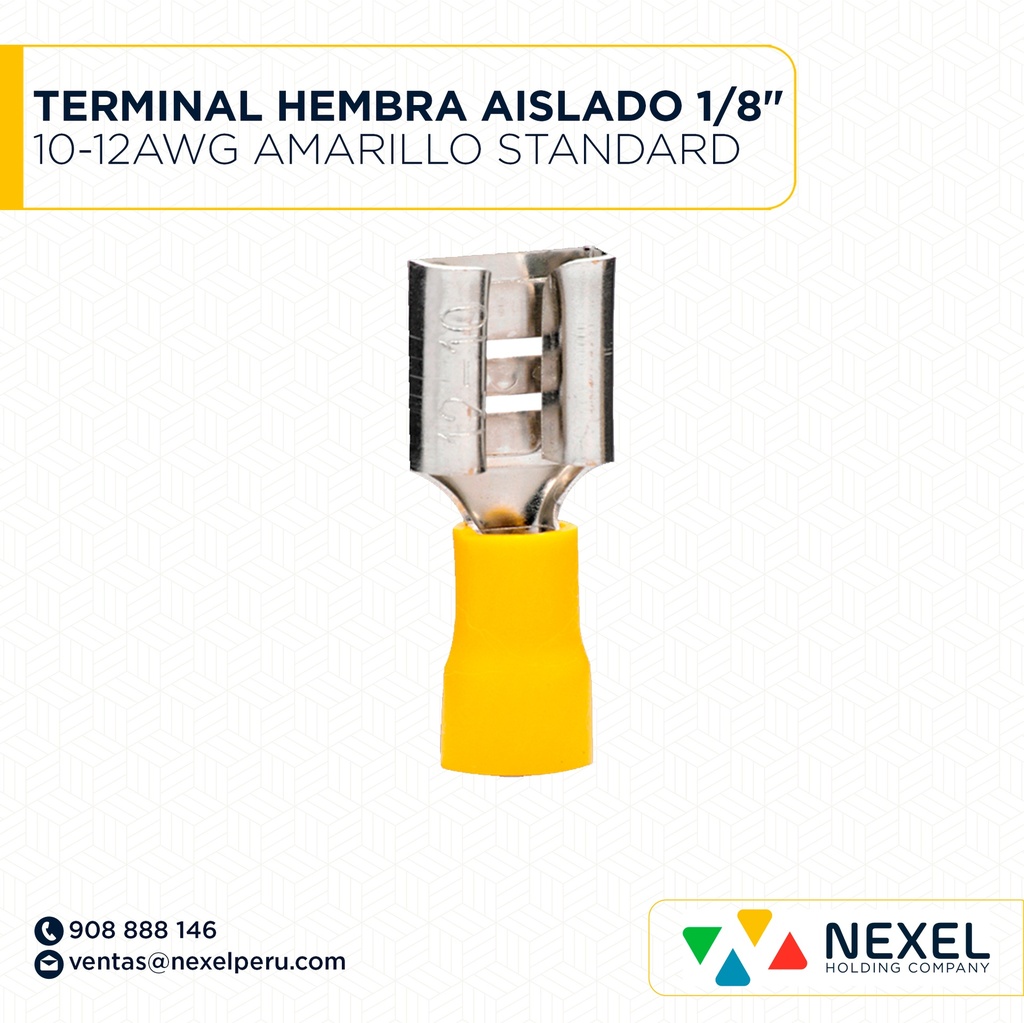 TERMINAL HEMBRA AISLADO 1/8" 10-12AWG AMARILLO STANDARD