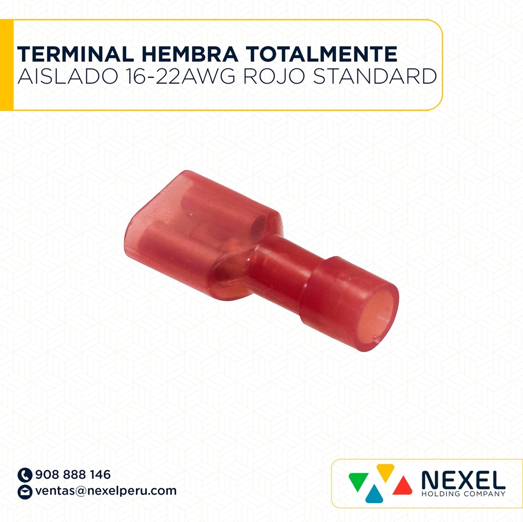 TERMINAL HEMBRA TOTALMENTE AISLADO 16-22AWG ROJO STANDARD