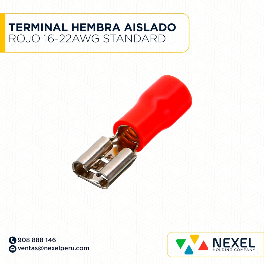 TERMINAL HEMBRA AISLADO ROJO 16-22AWG STANDARD