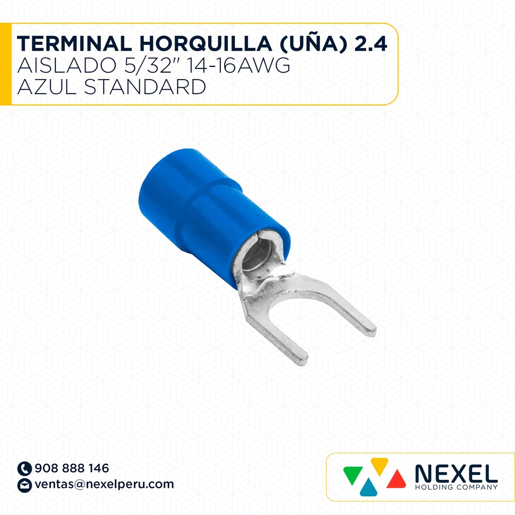 TERMINAL HORQUILLA (UÑA) 2.4 AISLADO 5/32" 14-16AWG AZUL STANDARD
