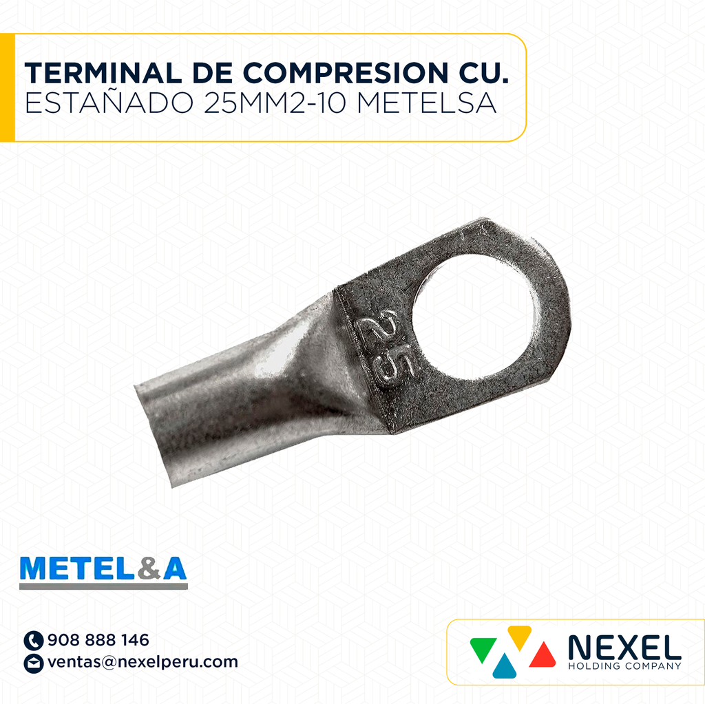 TERMINAL DE COMPRESION CU. ESTAÑADO 25MM2-10 METELSA