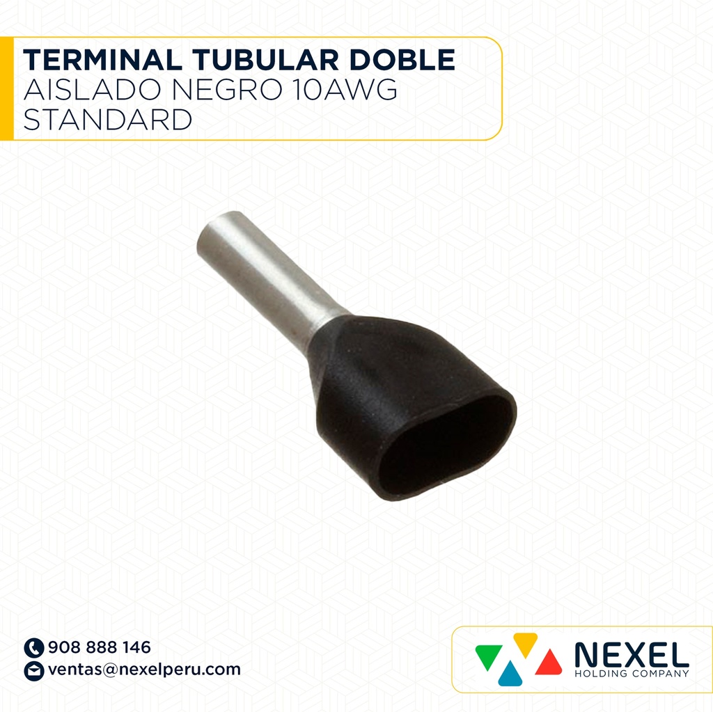 TERMINAL TUBULAR DOBLE AISLADO NEGRO 10AWG STANDARD