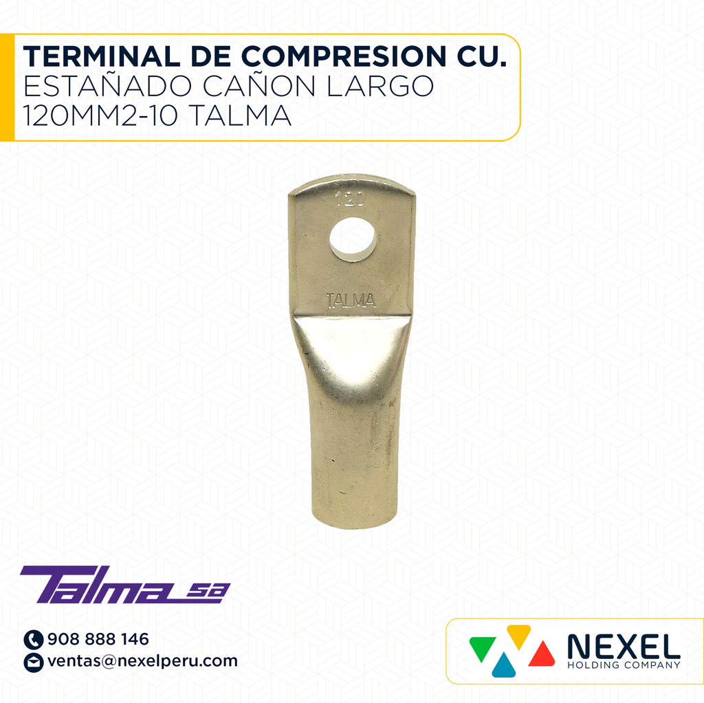 TERMINAL DE COMPRESION CU. ESTAÑADO CAÑON LARGO 120MM2-10 TALMA