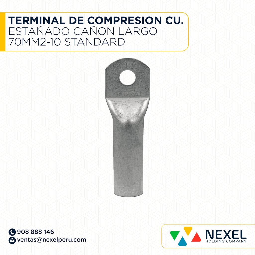 TERMINAL DE COMPRESION CU. ESTAÑADO CAÑON LARGO 70MM2-10 STANDARD