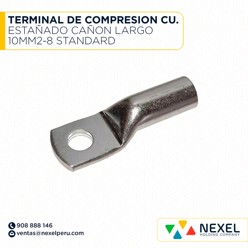 TERMINAL DE COMPRESION CU. ESTAÑADO CAÑON LARGO 10MM2-8 STANDARD