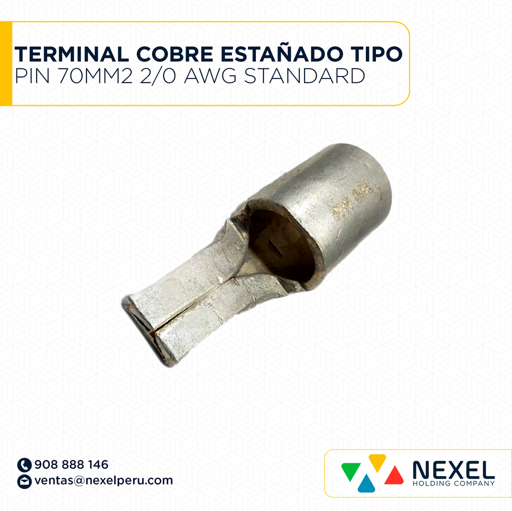 TERMINAL COBRE ESTAÑADO TIPO PIN 70MM2 2/0 AWG STANDARD