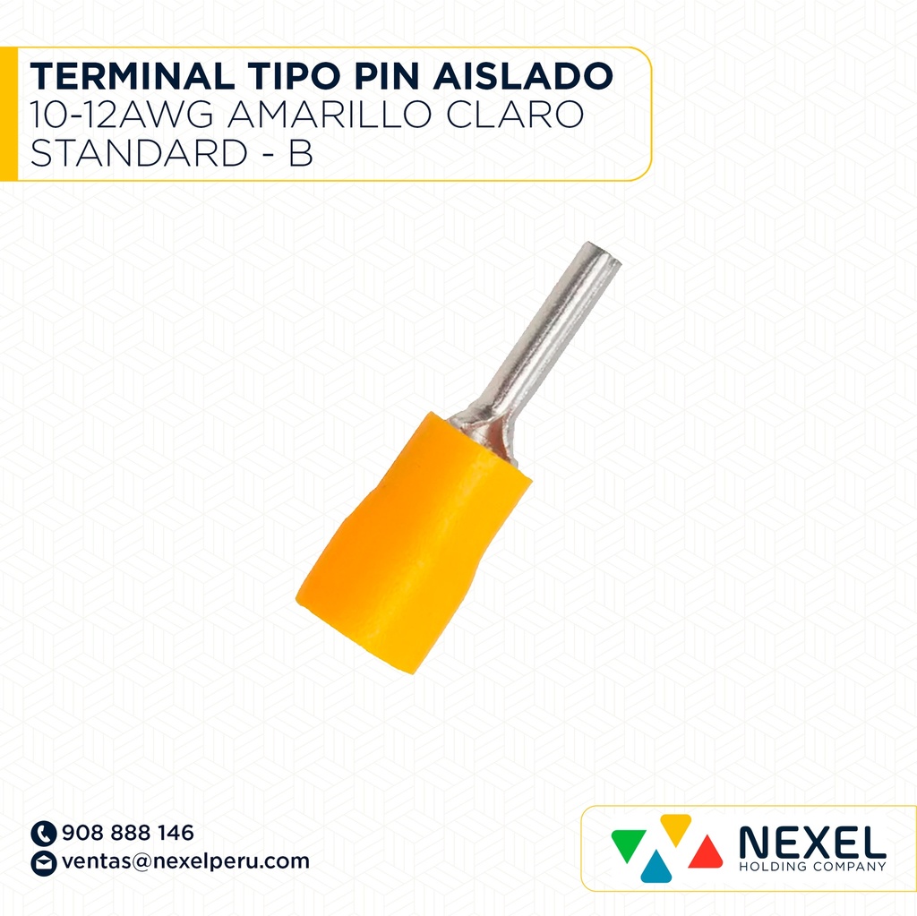TERMINAL TIPO PIN AISLADO 10-12AWG AMARILLO CLARO STANDARD - B 