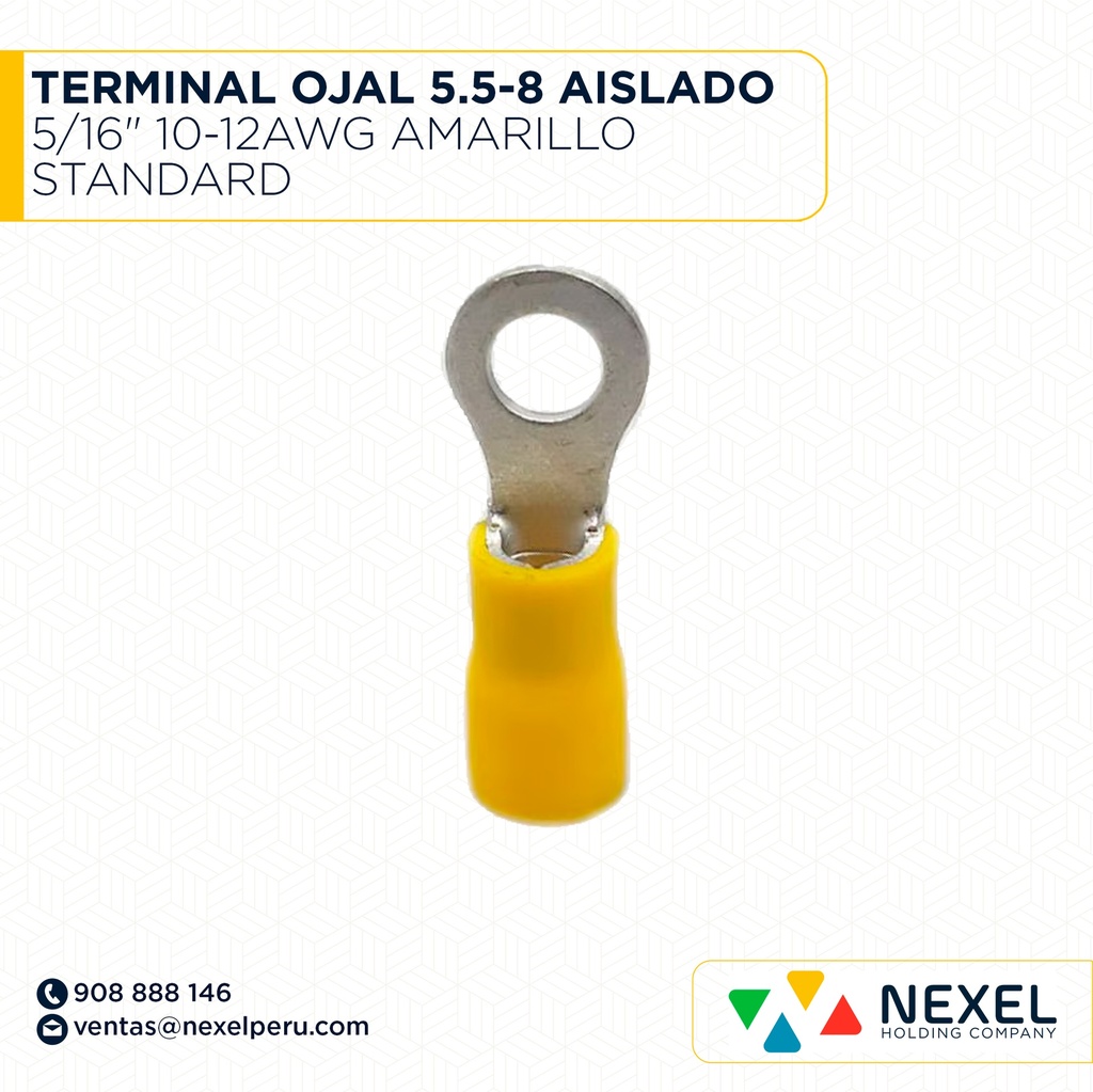 TERMINAL OJAL 5.5-8 AISLADO 5/16" 10-12AWG AMARILLO STANDARD
