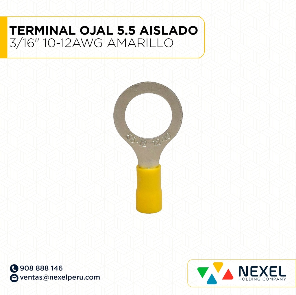 TERMINAL OJAL 5.5 AISLADO 3/16" 10-12AWG AMARILLO STANDARD