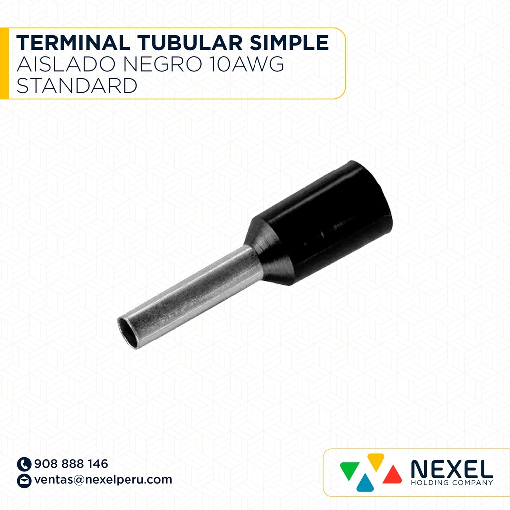 TERMINAL TUBULAR SIMPLE AISLADO NEGRO 10AWG STANDARD