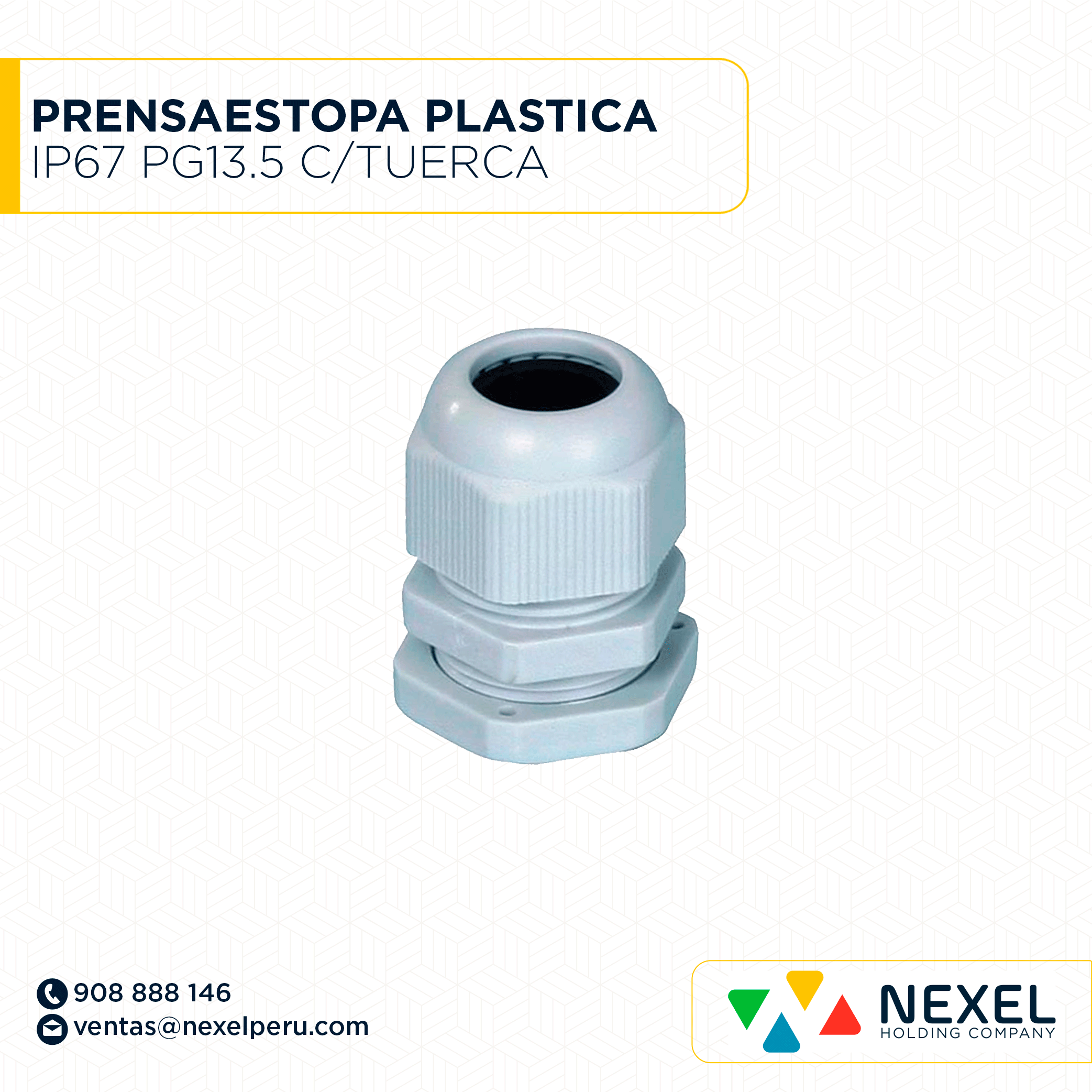 OUT- PRENSAESTOPA PLASTICA IP67 PG13.5 C/TUERCA STANDARD