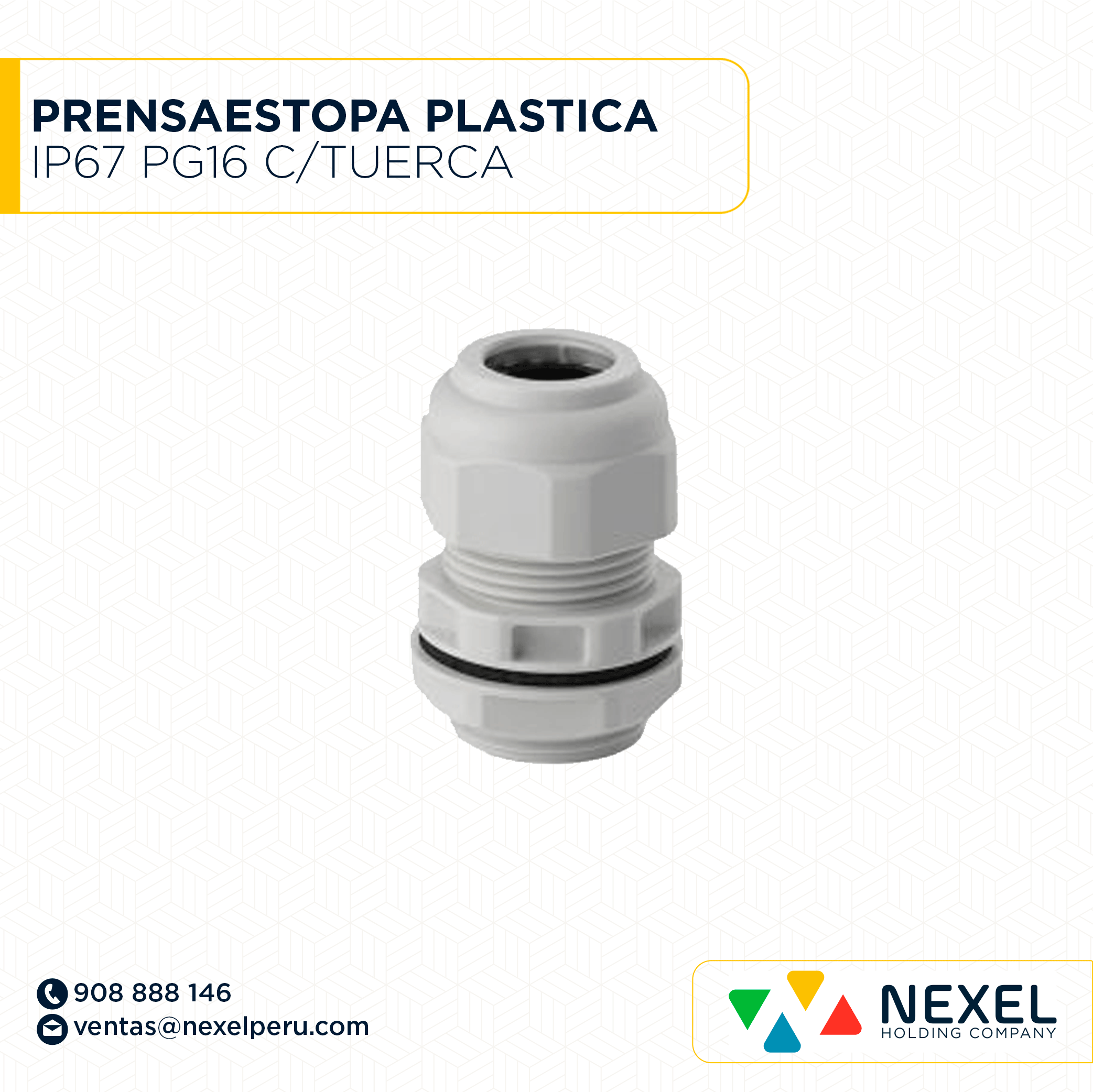 PRENSAESTOPA PLASTICA IP67 PG16 C/TUERCA STANDARD