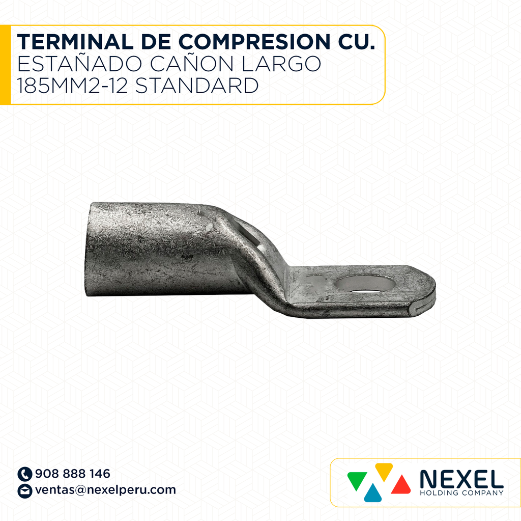 TERMINAL DE COMPRESION CU. ESTAÑADO CAÑON LARGO 185MM2-12 STANDARD