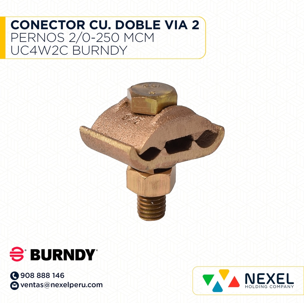 CONECTOR CU. DOBLE VIA 2 PERNOS 2/0-250 MCM UC4W2C BURNDY