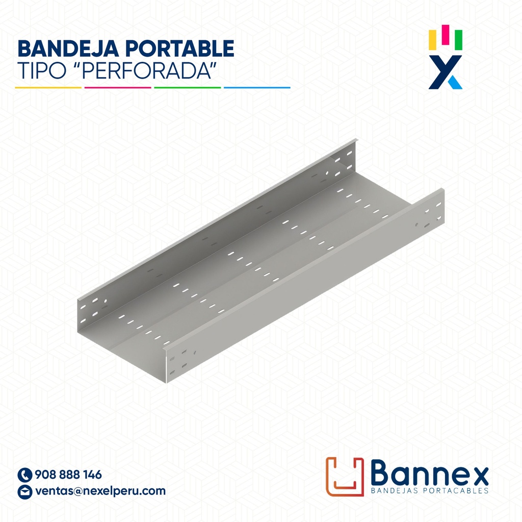 BANDEJA PORTACABLE PEFORADA F.G 100X100X2400MM ESP: 1.2MM CON TAPA BANNEX