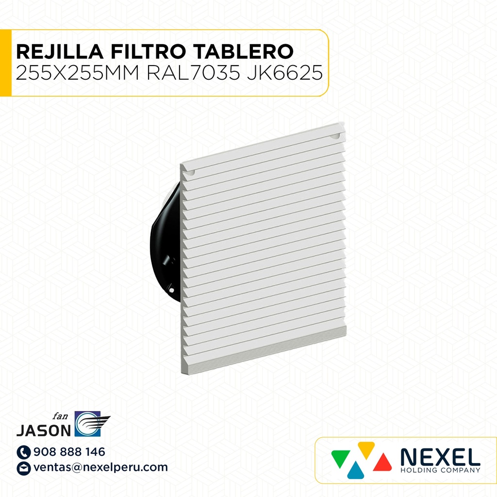 REJILLA CON FILTRO PARA TABLERO 255X255MM RAL7035 JK6625 JASON FAN