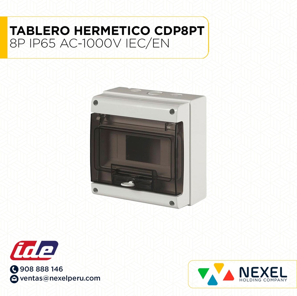 TABLERO HERMETICO CDP8PT LIBRE DE HALOGENOS 8P IP65 AC-1000V IEC/EN ADOSABLE IDE