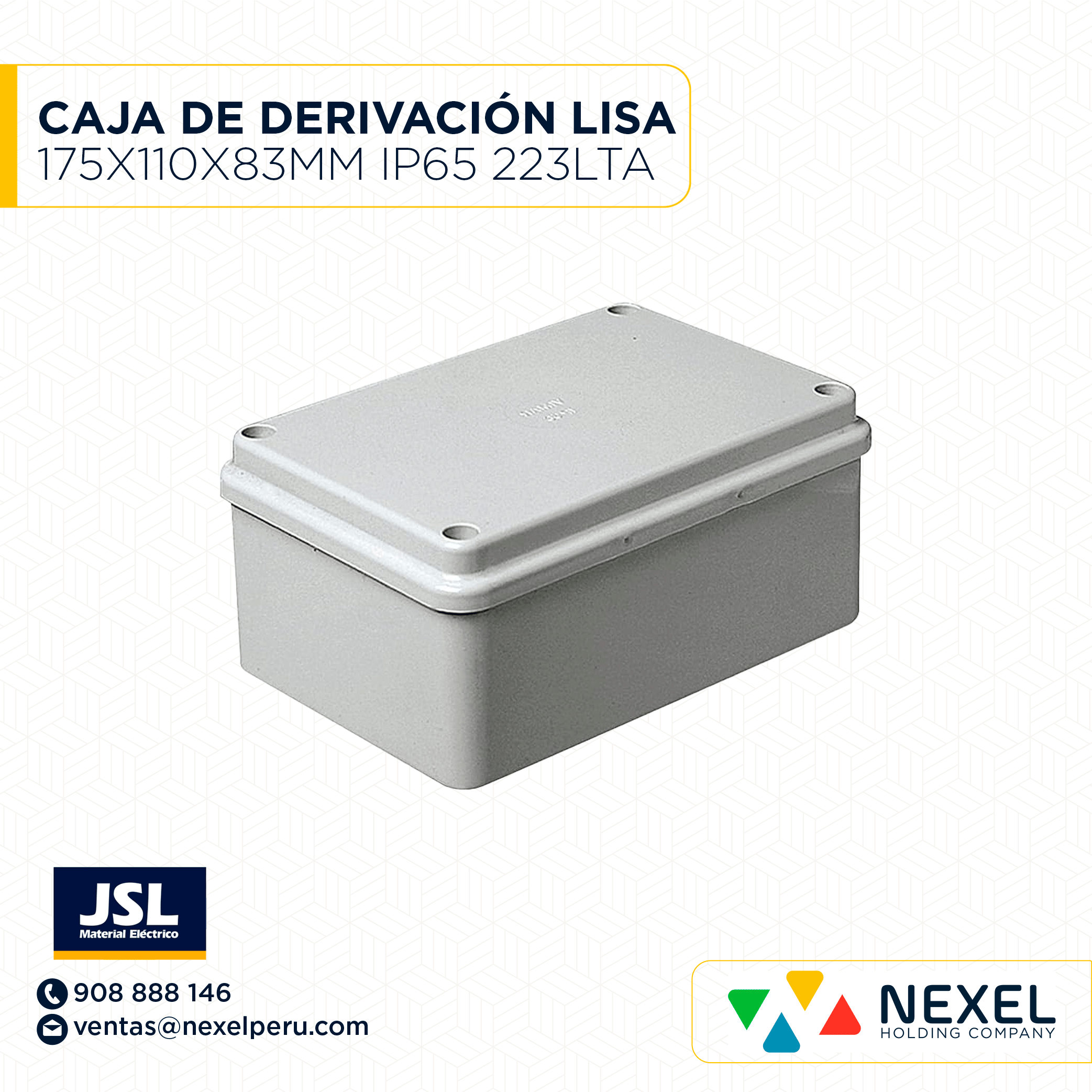 CAJA DE DERIVACION LISA 175X110X83MM IP65 223LTA JSL