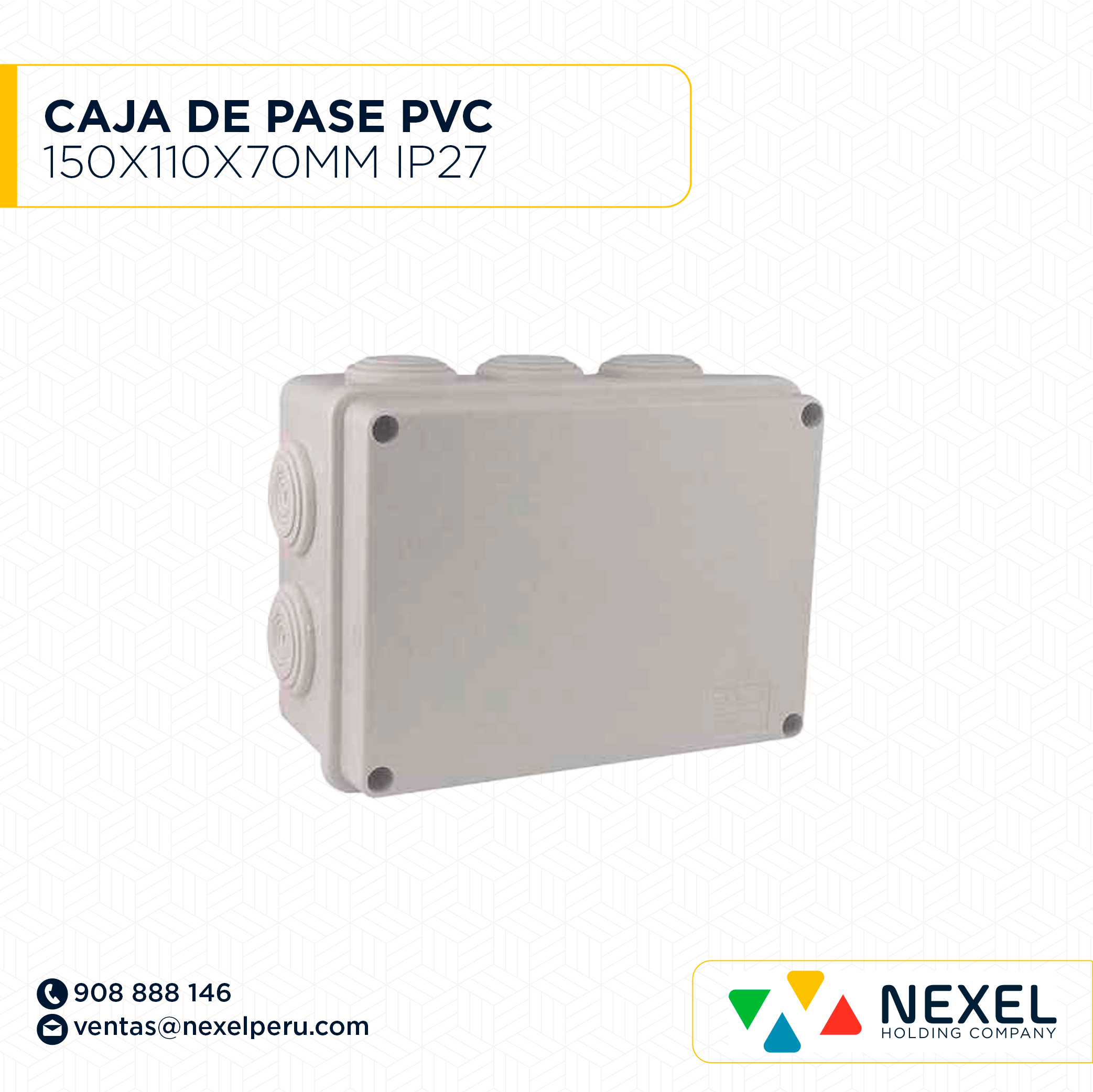 CAJA DE PASE PVC 150X110X70MM C/CONO IP67 NACIONAL