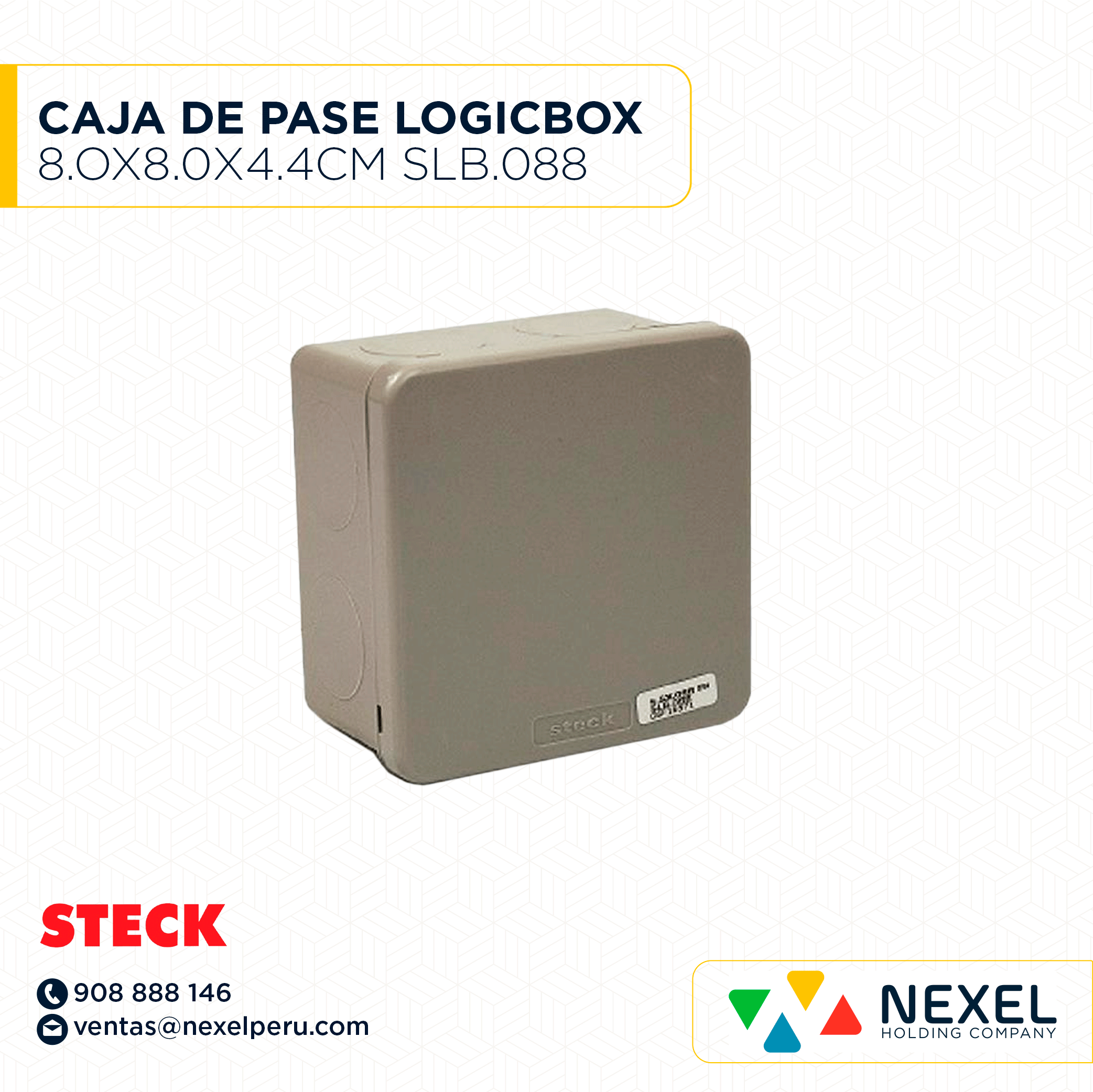 CAJA DE PASE LOGICBOX IP55 8.0X8.0X4.4 CM SLB.088 STECK