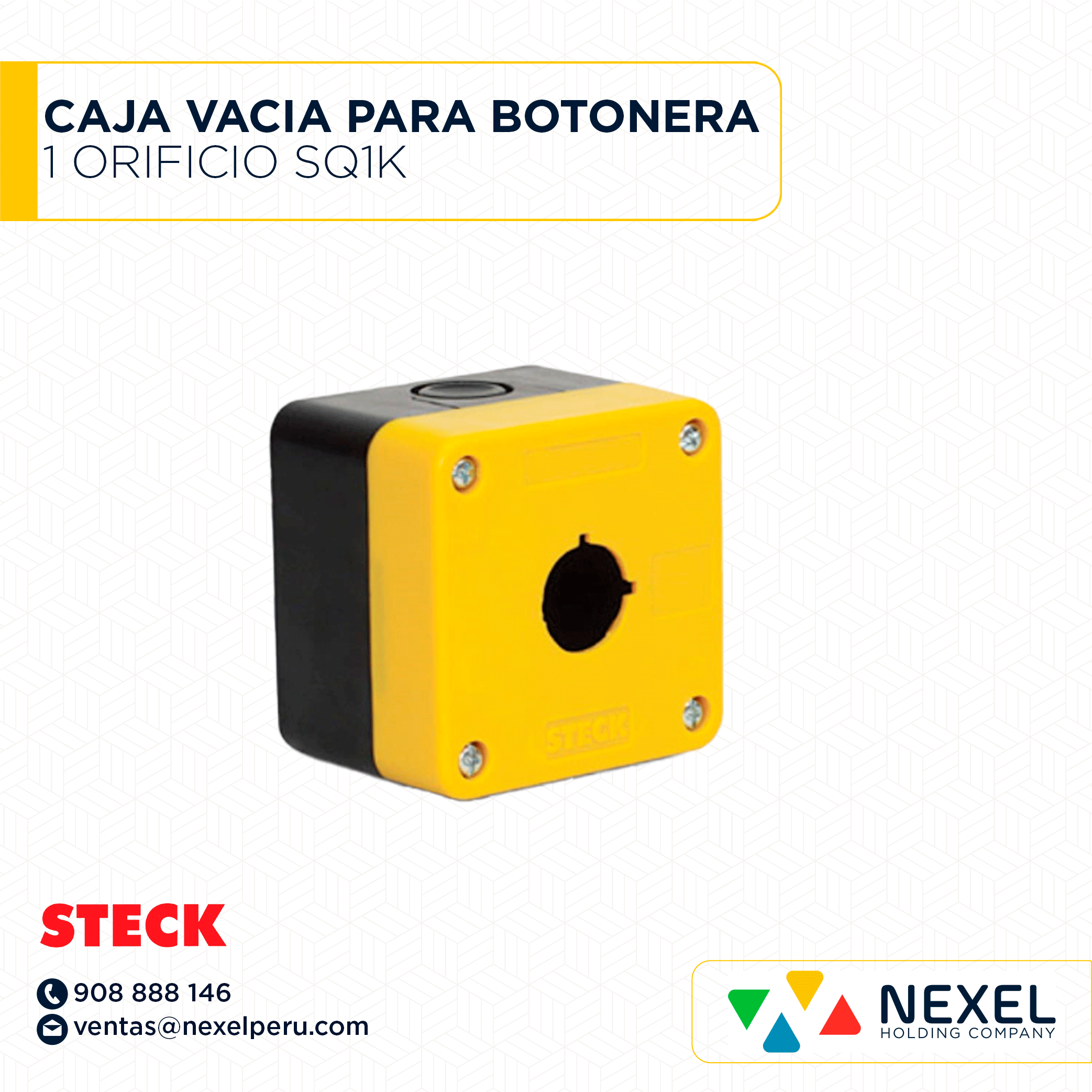 CAJA VACIA PARA BOTONERA DE 1 ORIFICIO SQ1K STECK
