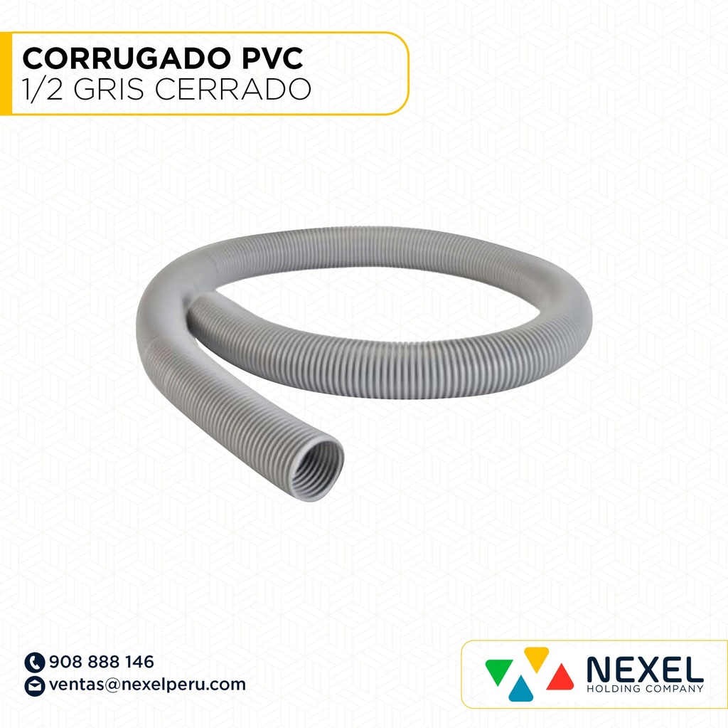 CORRUGADO PVC DE 1/2 GRIS CERRADO STANDARD