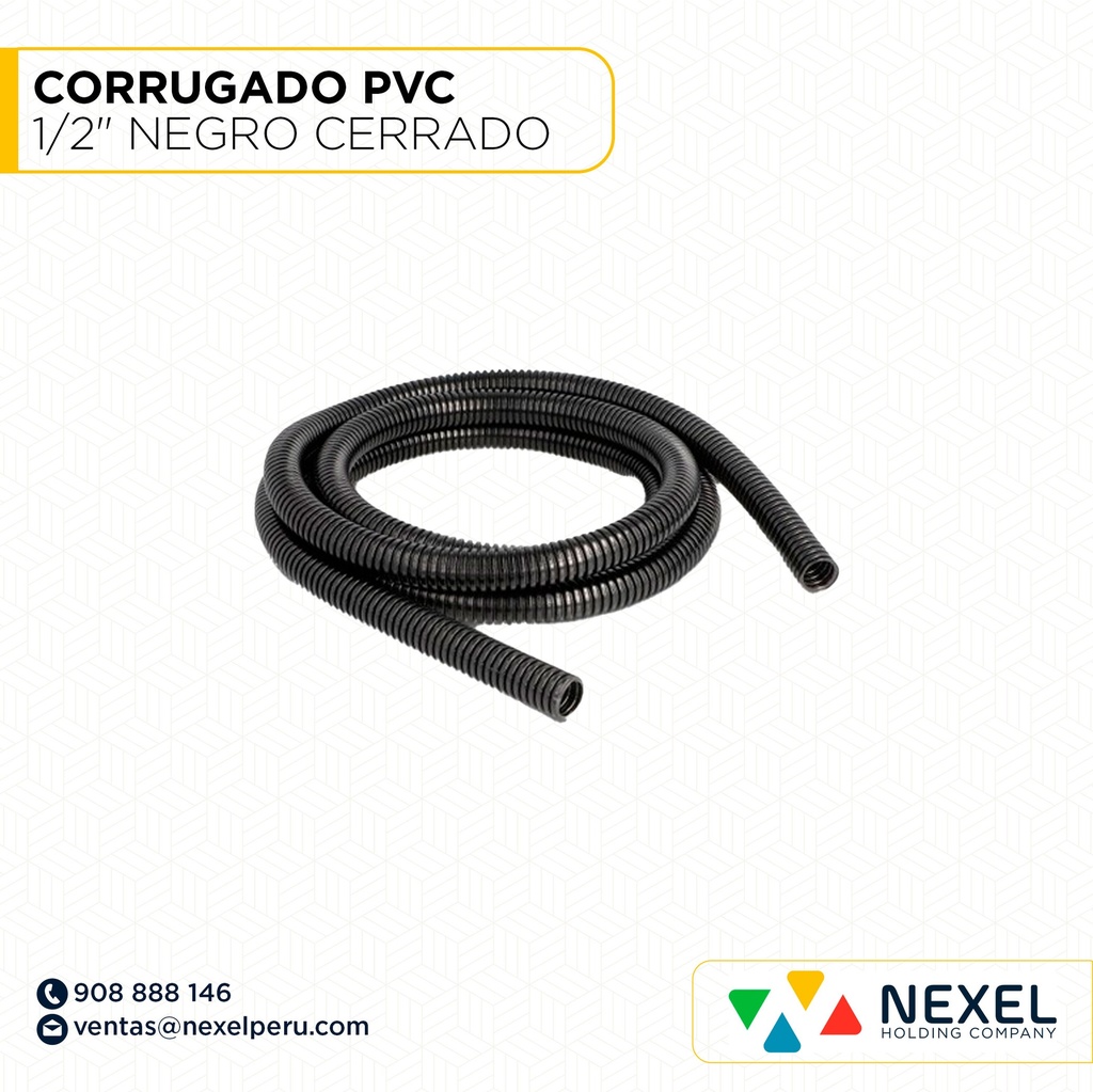 OUT- CORRUGADO PVC DE 1/2" NEGRO CERRADO STANDARD