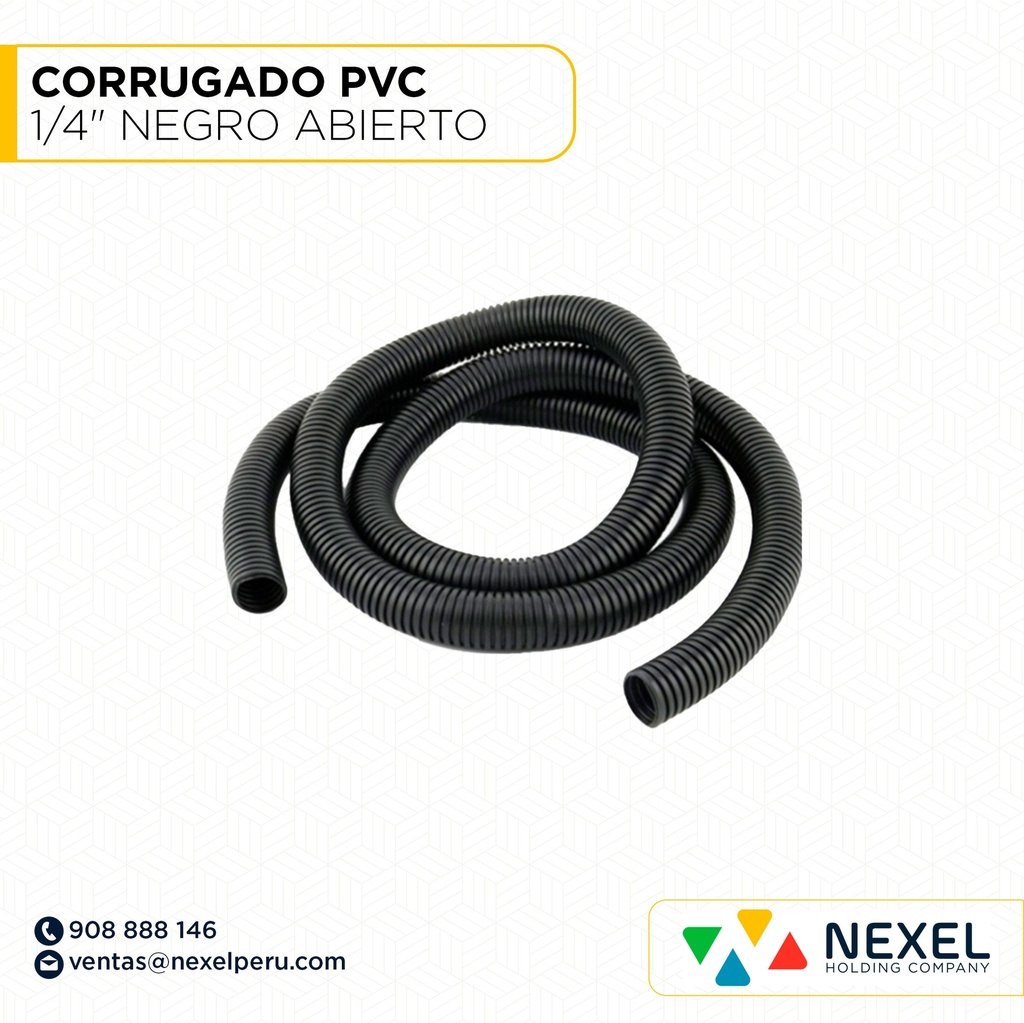 OUT- CORRUGADO PVC DE 1/4" NEGRO ABIERTO STANDARD