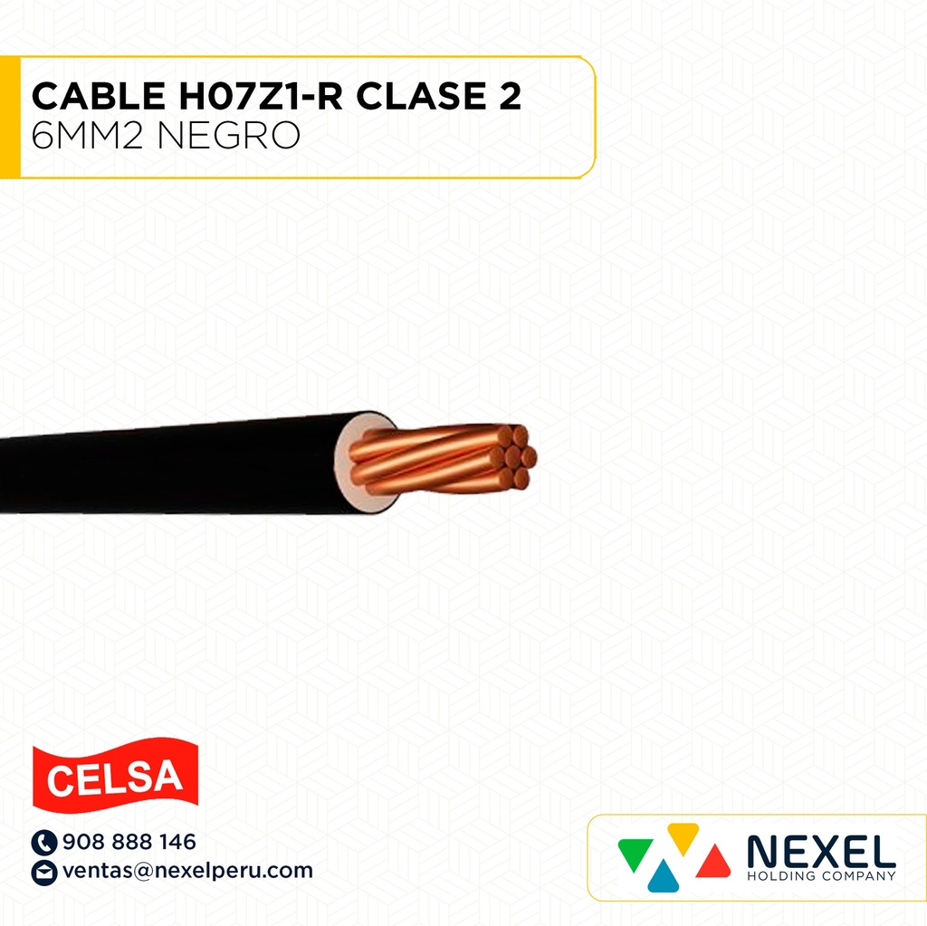 CABLE H07Z1-R CLASE 2 6MM2 NEGRO CELSA