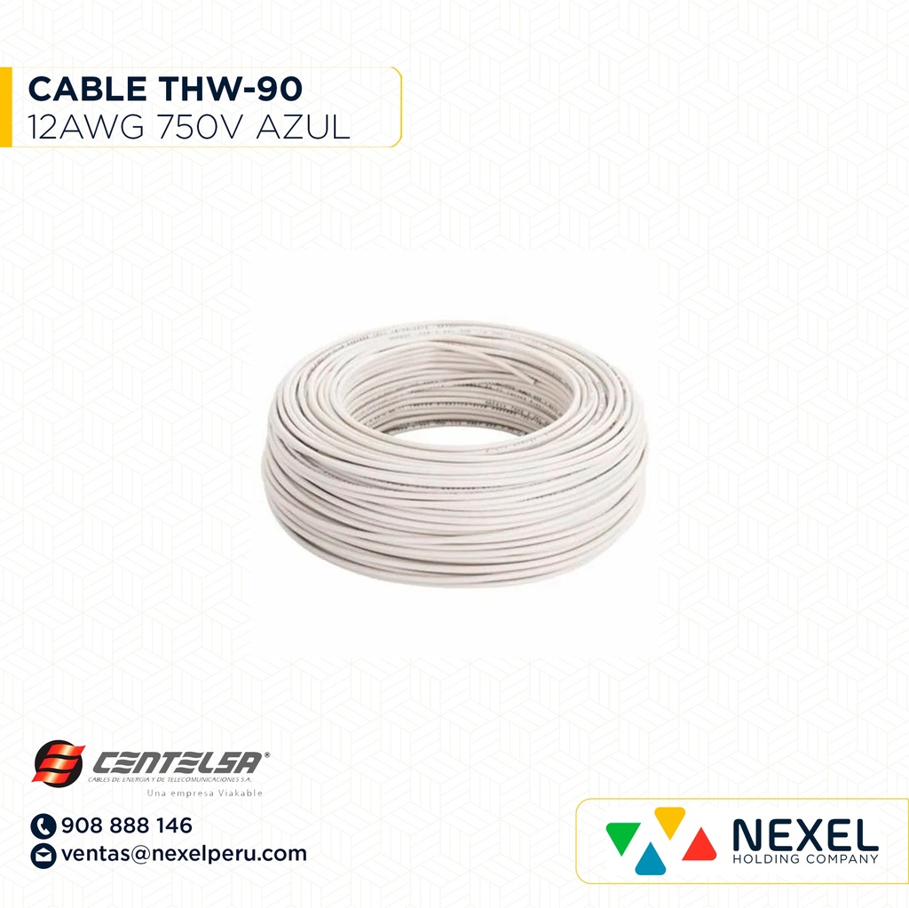 CABLE THW-90 12AWG 750V BLANCO CENTELSA