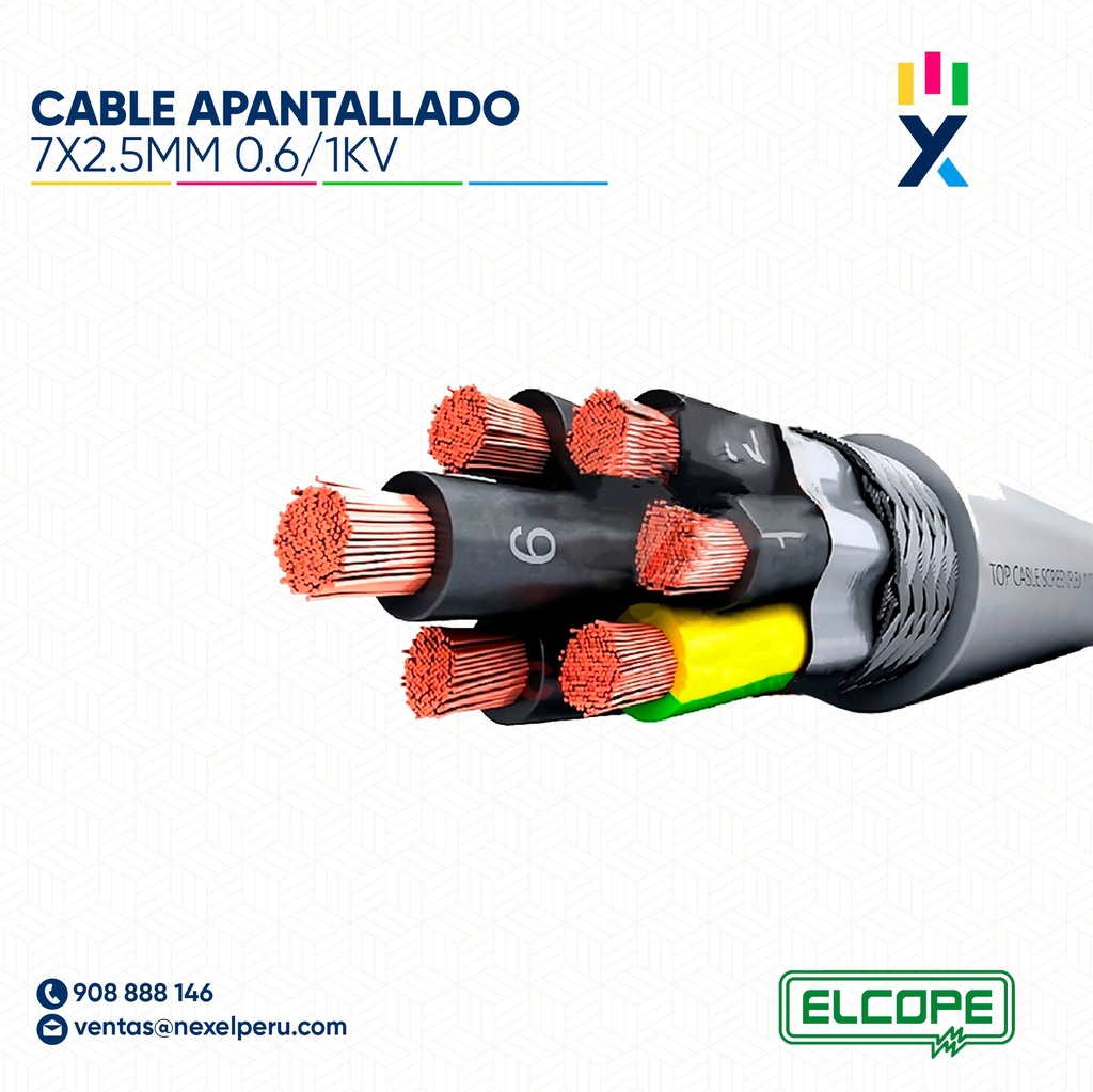 CABLE APANTALLADO NYSY 7X2.5MM 0.6/1KV ELCOPE