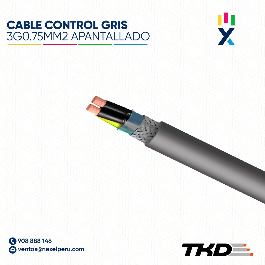 CABLE CONTROL APANTALLADO 3G0.75MM2 ÖPVC-JZ/OZ TKD KABEL