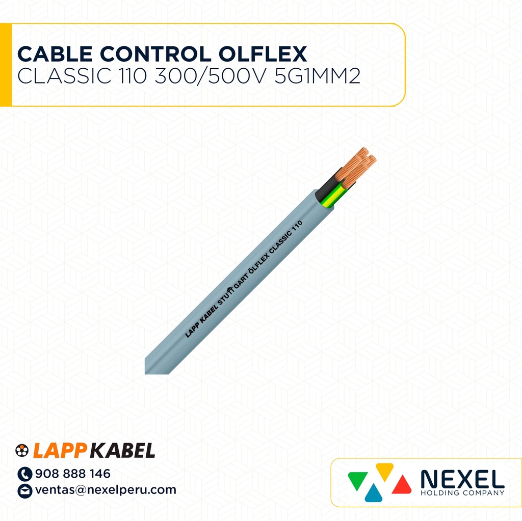 CABLE CONTROL OLFLEX CLASSIC 110 300/500V 5G1MM2 PVC GRIS 1119205 LAPP KABEL