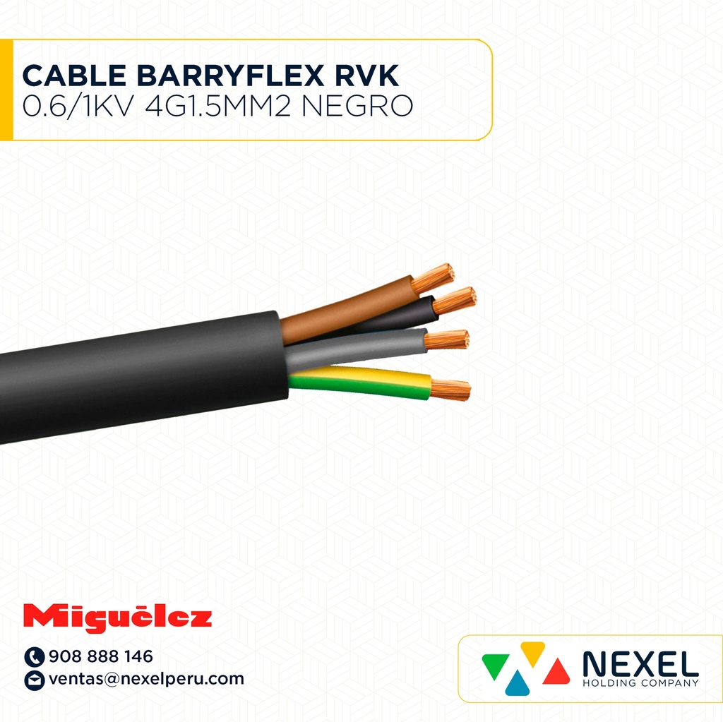 CABLE BARRYFLEX RVK 0.6/1KV 4G1.5MM2 NEGRO MIGUELEZ
