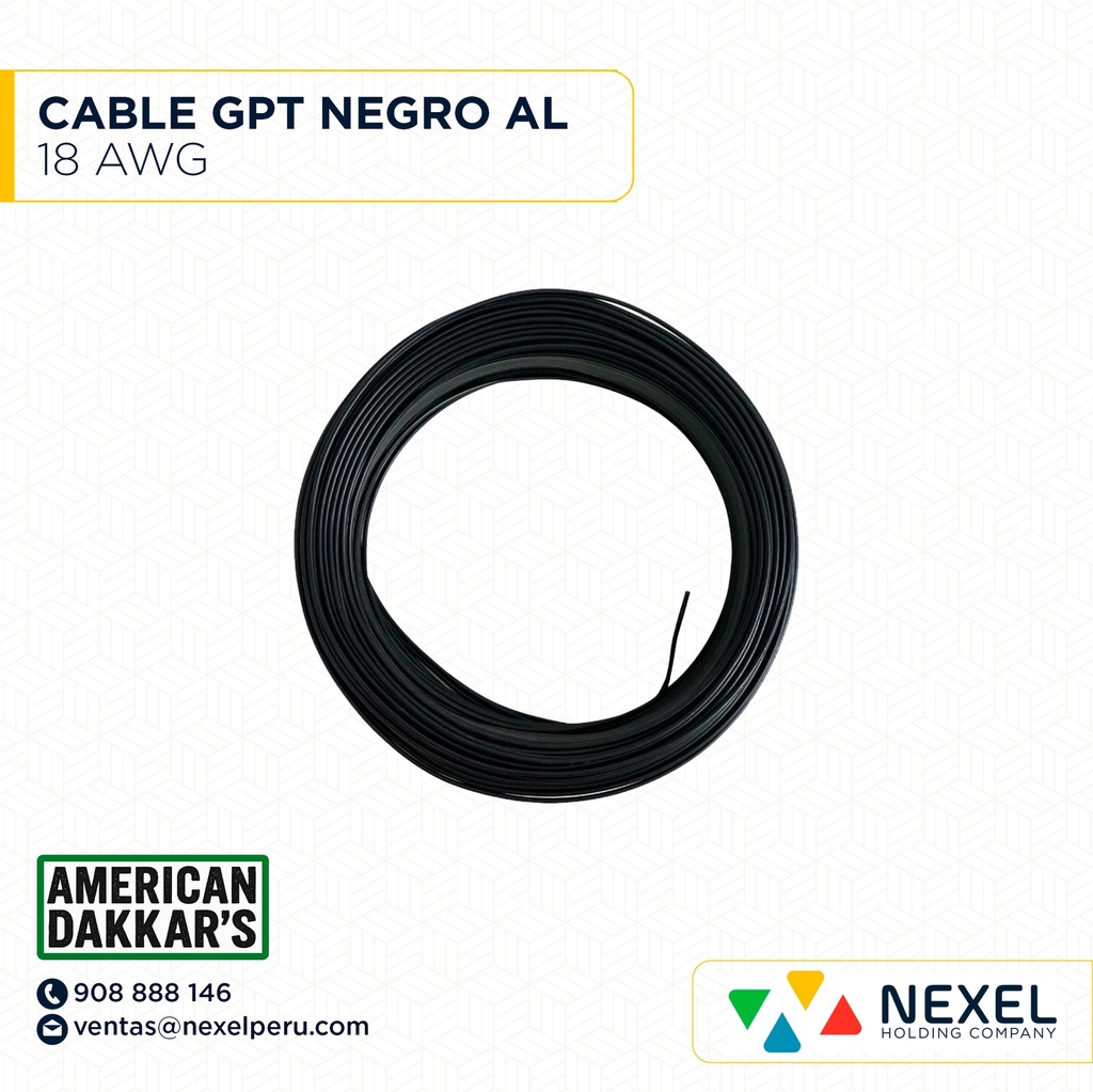 OUT- CABLE GPT 18AWG NEGRO AL DAKKAR`S