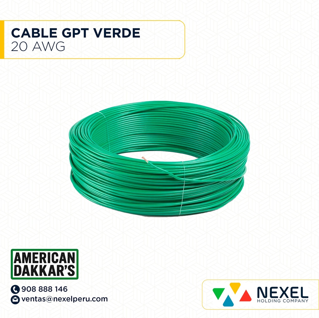OUT- CABLE GPT 20AWG VERDE DAKKAR`S