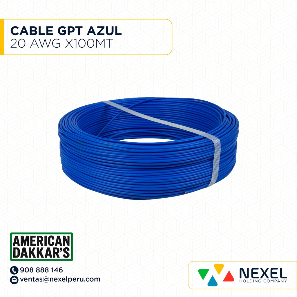OUT- CABLE GPT 20AWG AZUL DAKKAR`S X100MT