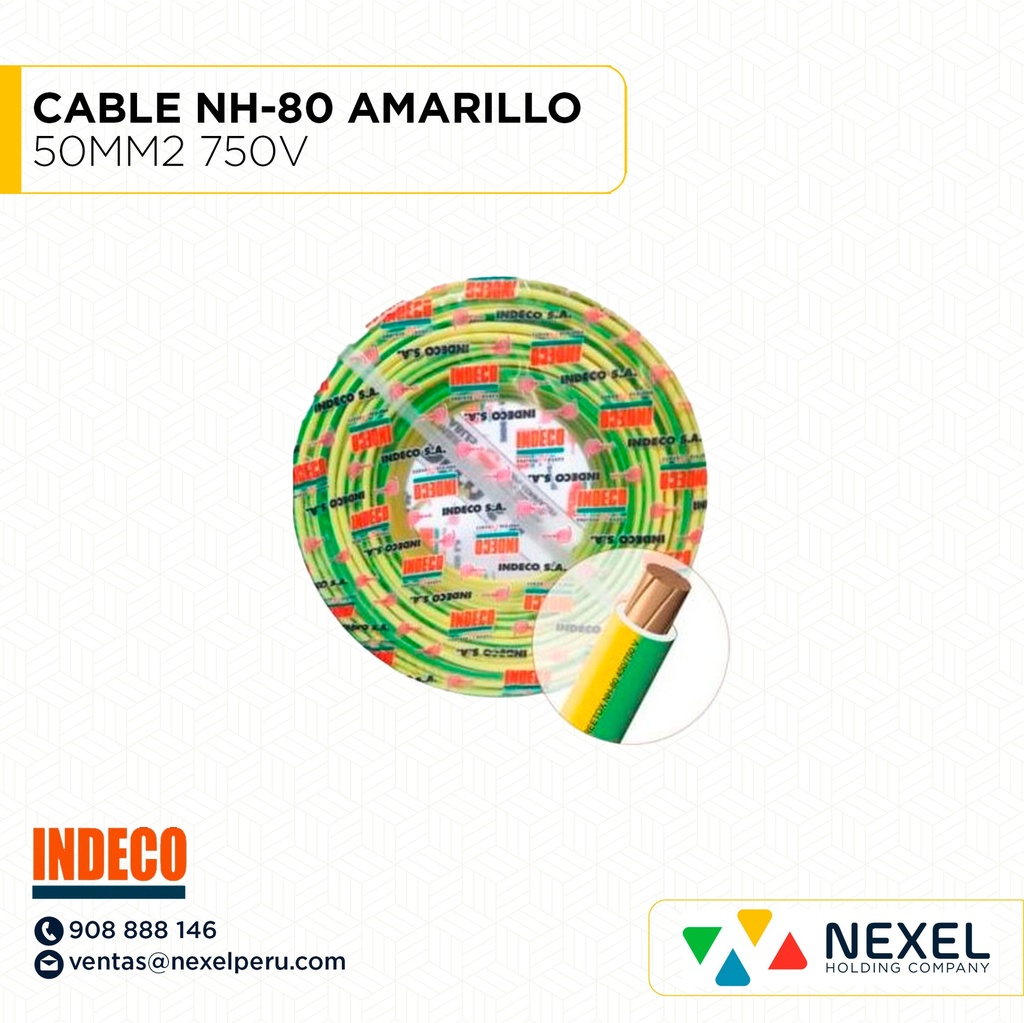 CABLE NH-80 50MM2 750V AMARILLO INDECO