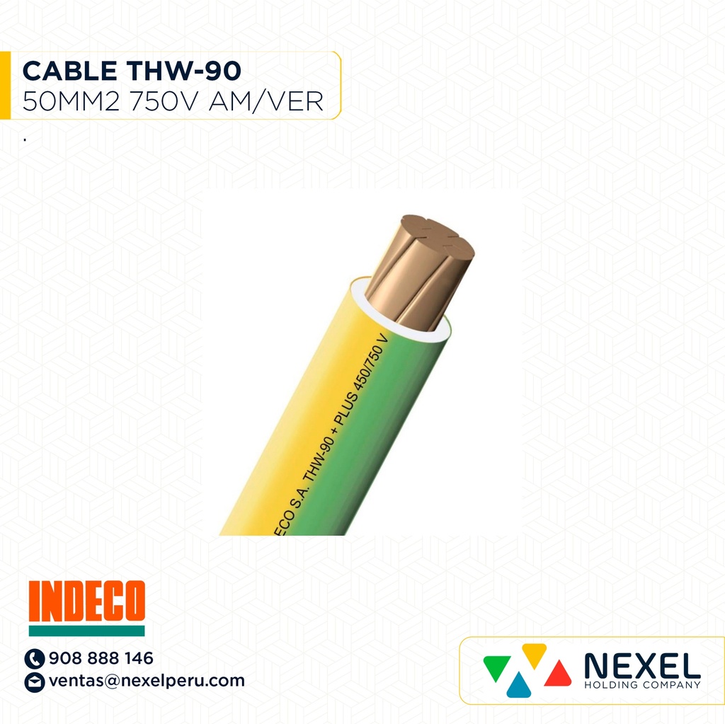 CABLE THW-90 750V 50MM2 AMARILLO INDECO