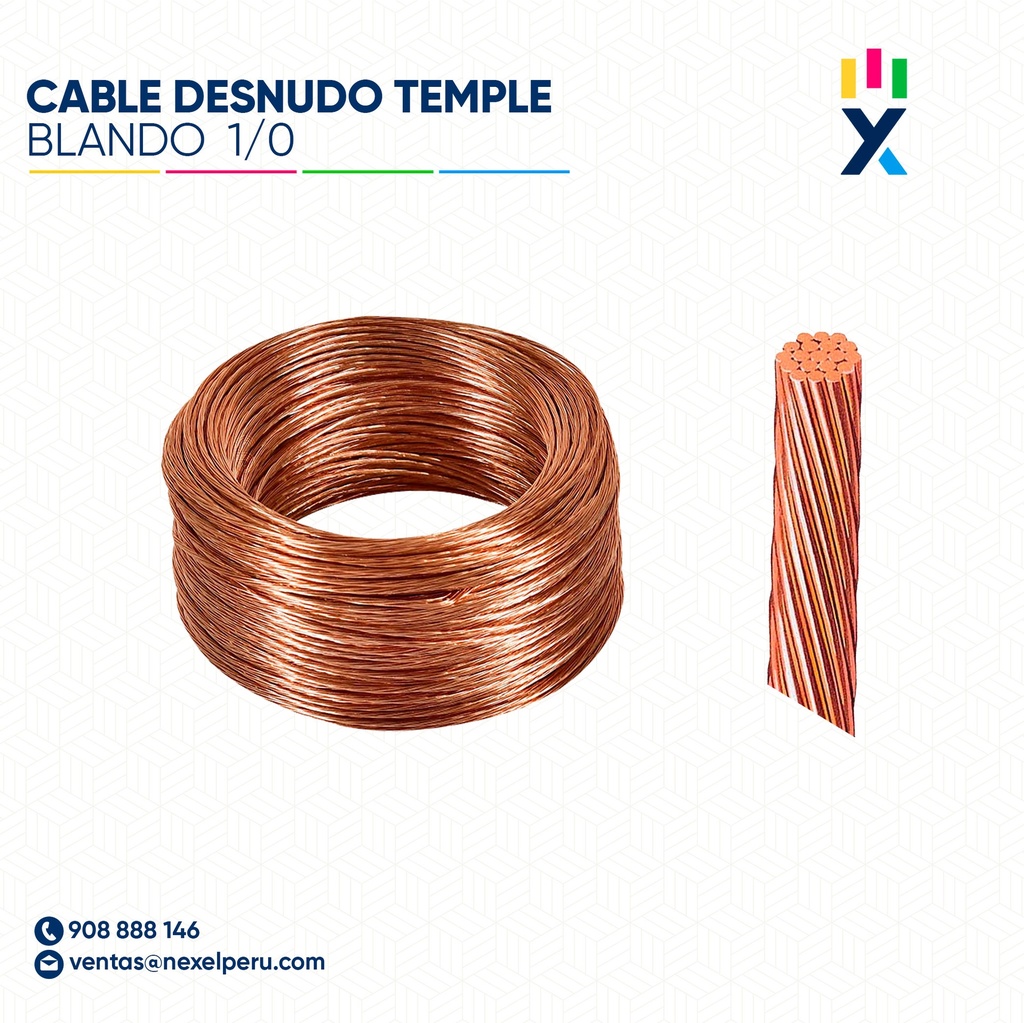 OUT- CABLE DESNUDO TEMPLE BLANDO 1/0 AWG NACIONAL