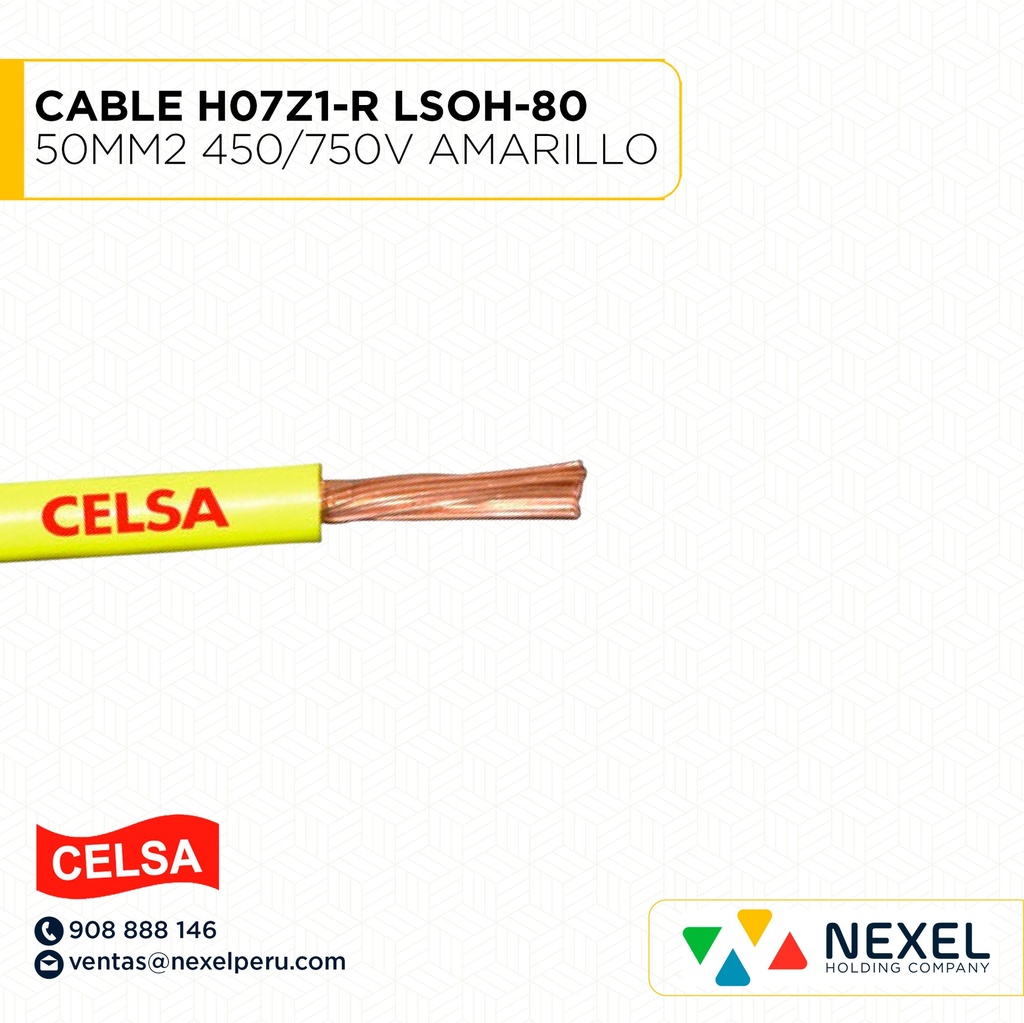 CABLE H07Z1-R LSOH-80 50MM2 450/750V AMARILLO CELSA