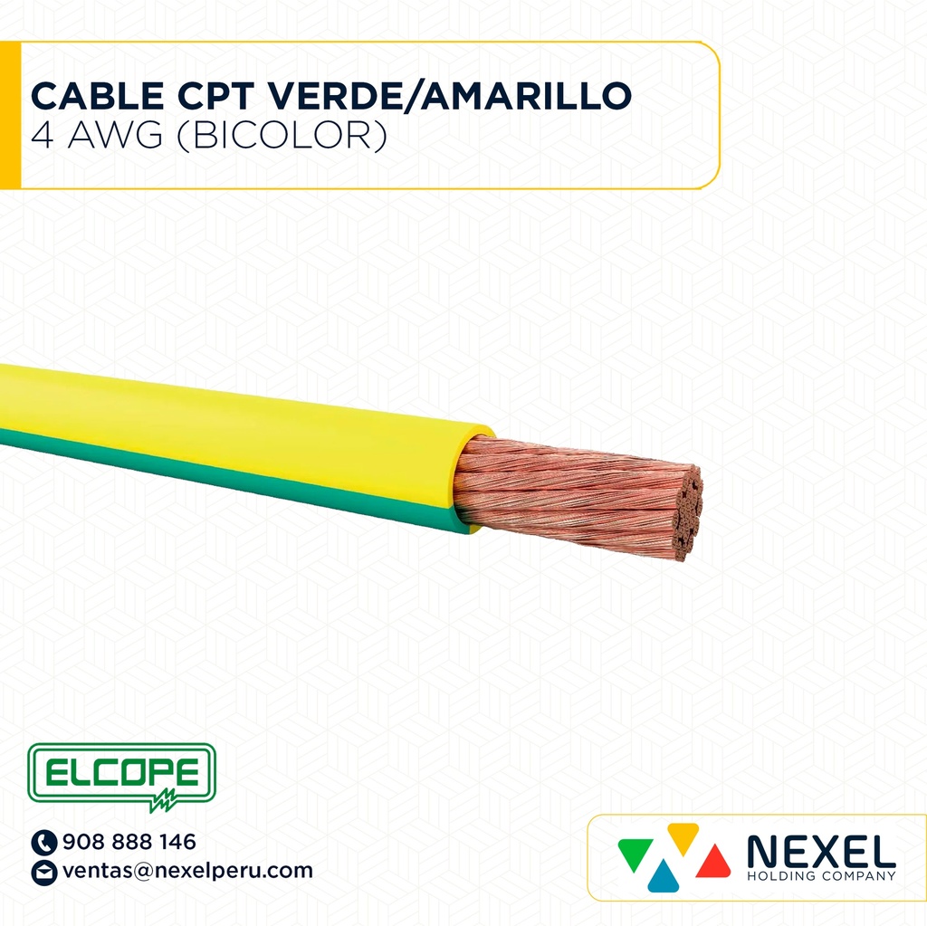 CABLE CPT 4-AWG VERDE AMARILLO ELCOPE