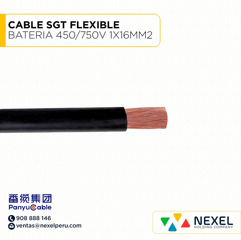CABLE SGT FLEXIBLE BATERIA 450/750V 1X16MM2 NEGRO PANYU