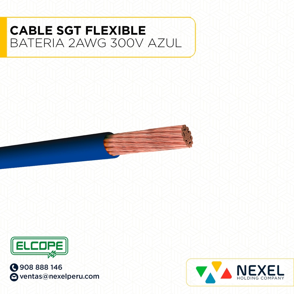 CABLE SGT FLEXIBLE BATERIA 2AWG 300V AZUL ELCOPE