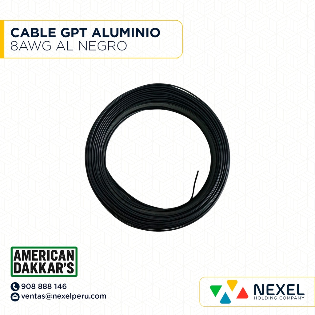 CABLE GPT ALUMINIO 8AWG AL NEGRO DAKKAR`S