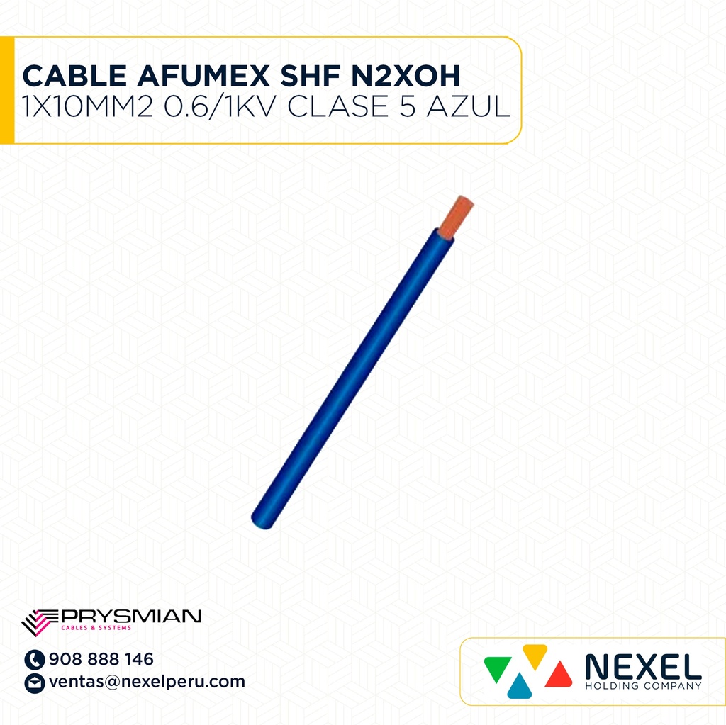 CABLE AFUMEX SHF N2XOH 1X10MM2 0.6/1KV CLASE 5 AZUL