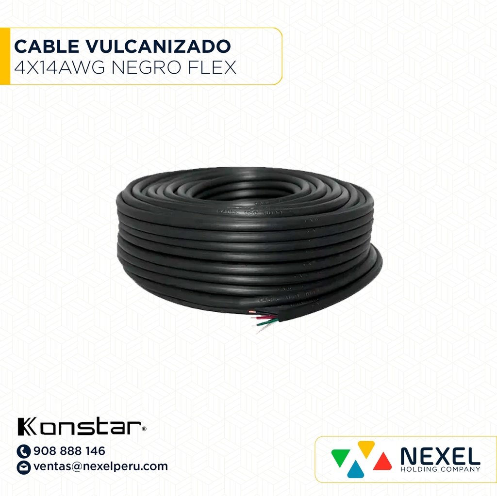 CABLE VULCANIZADO CONTROL FLEXIBLE 4X14AWG NEGRO KONSTAR